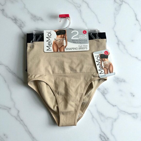 MEMOI High Waist Set of 2 Shaping Briefs Underwear Size Large NEW NWT - Picture 1 of 7
